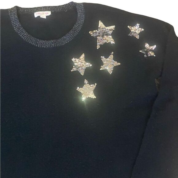 $80 Riley & Rae Women's Black Sequin Star Long-Sleeve Crewneck Sweater Medium - Picture 5 of 13